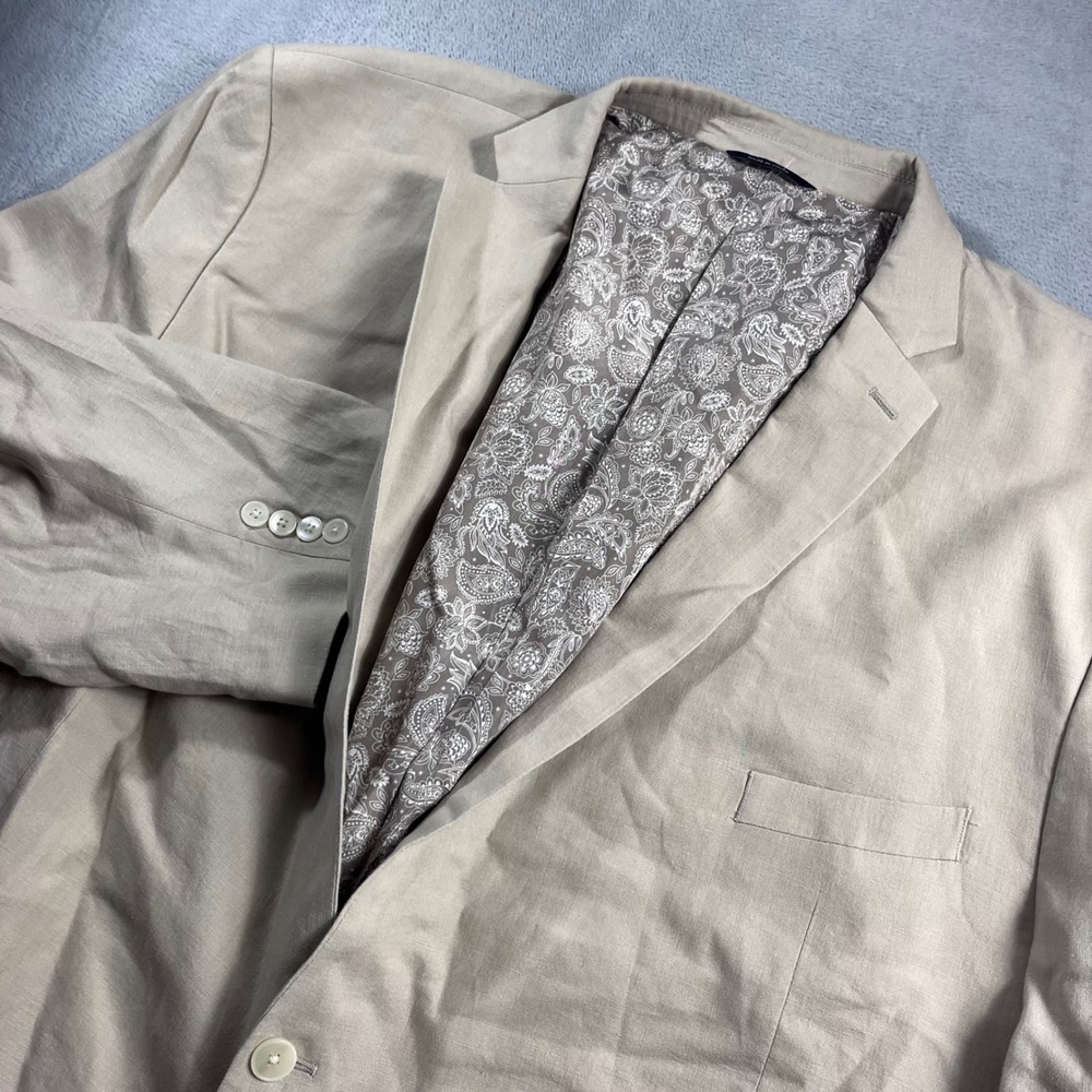 Ralph Ralph Lauren Mens 60R Tan 100% Linen Paisley Lined Blazer Sport Coat